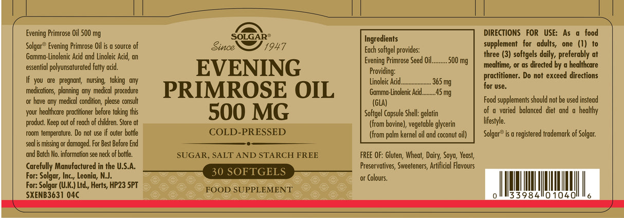 Solgar® Evening Primrose Oil 500 mg Softgels - Greenlands Health Store