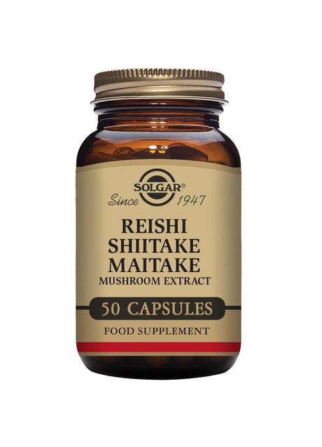 Solgar® Reishi Shiitake Maitake Mushroom Extract Vegetable Capsules - Pack of 50 - Greenlands Health Store