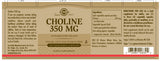 Solgar® Choline 350 mg Vegetable Capsules - Pack of 100 - Greenlands Health Store